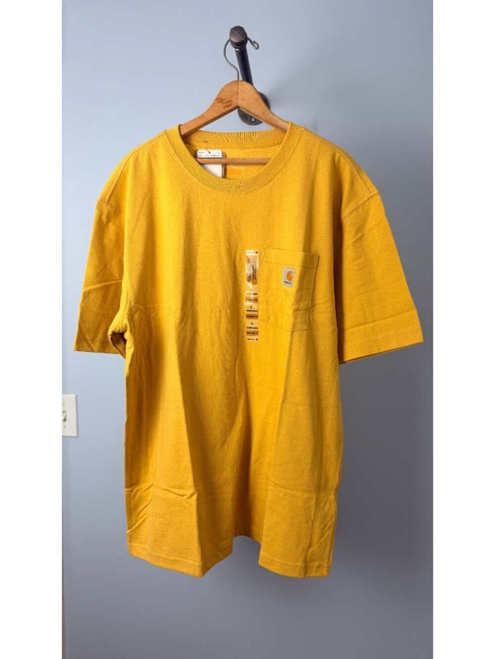 Carhartt Mens Original Fit Short Sleeve Pocket T-Shirt Yellow Size L Workwear